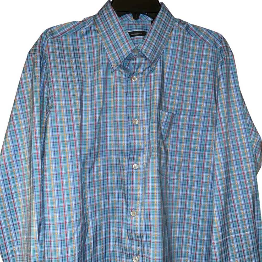 Turtleson Men’s Button Down Shirt Large Plaid Multicolor‎ Stretch Classic Fit